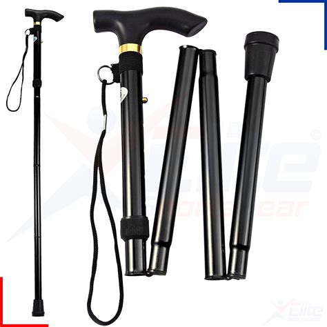 Easy Fold Lightweight Walking Stick Adjustable Aluminium Metal Folding