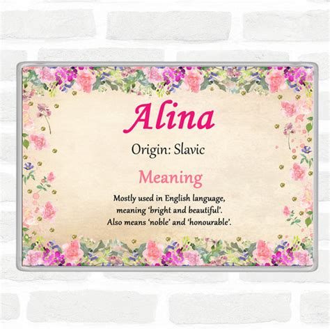 Alina Name Meaning Drinks Mat Coaster Floral The Card Zoo