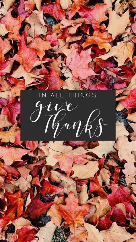 In All Things Give Thanks Fall Leaves Thanksgiving November Fall Phone
