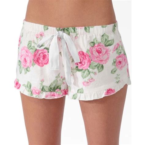 Forever 21 Scalloped Floral Pajama Shorts 680 Via Polyvore Floral