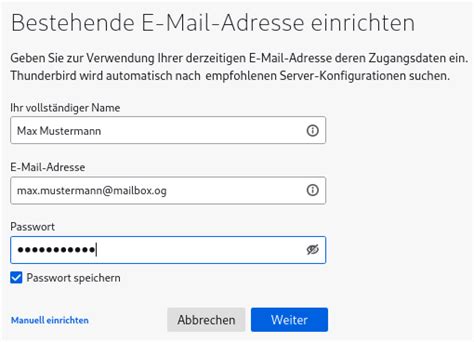 E Mail Account In Thunderbird Erstellen