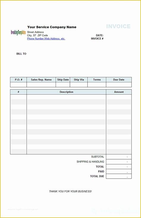Free Invoice Form Template Of Blank Invoices To Print Mughals