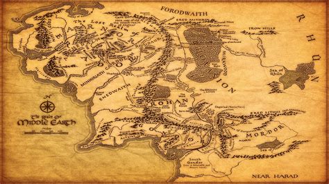 The Lord Of The Rings Maps Mid Map Of Middle Earth Hq 2560x1440