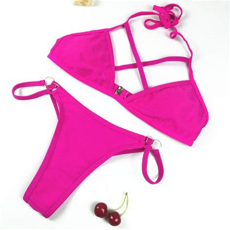 brazilian bikini rose pink swimwear bandage swimming costumes swimsuit my xxx hot girl