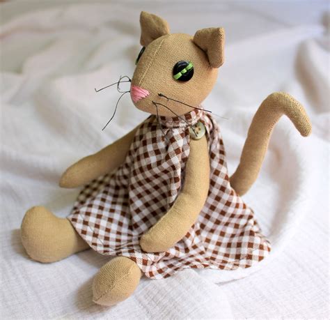 Soft Toy Cat Stuffed Fabric Cat Kitty Cat Doll Stuffed Etsy Cat