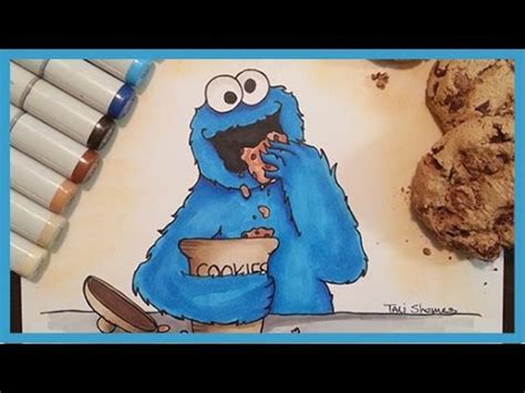 Easy diy sesame street ornaments, even kids can craft them! Cookie monster speed drawing (Copic markers) - YouTube