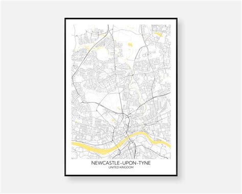 Newcastle Upon Tyne Printable Map A4 A3 A2 5 Colours Etsy