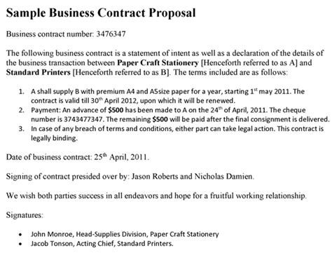 sample business contract proposal,partnership agreement template
