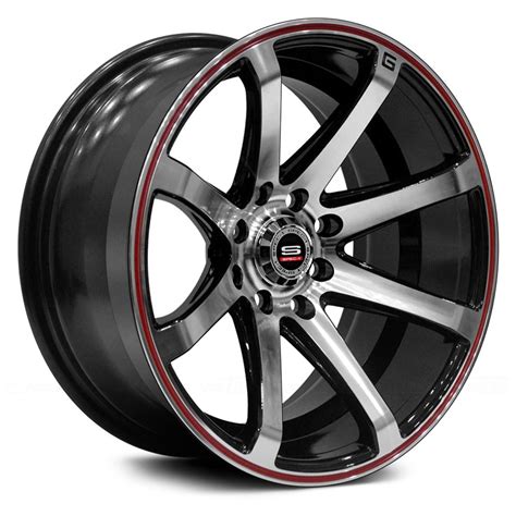 SPEC-1® SPT-17 Wheels - Gloss Black with Machined Face and Red Groove Rims