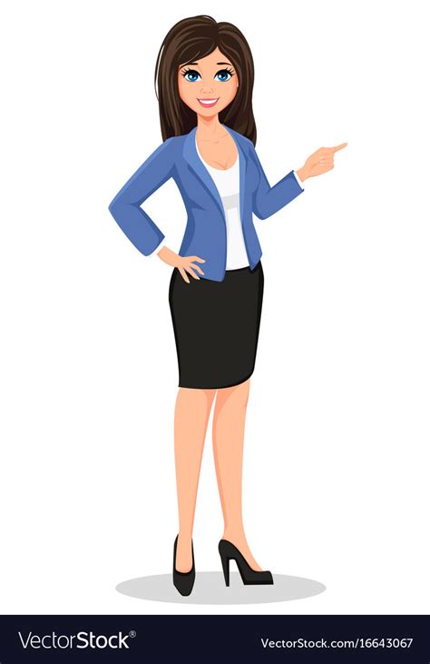 Business Woman In Office Style Clothes Showing Vector Image