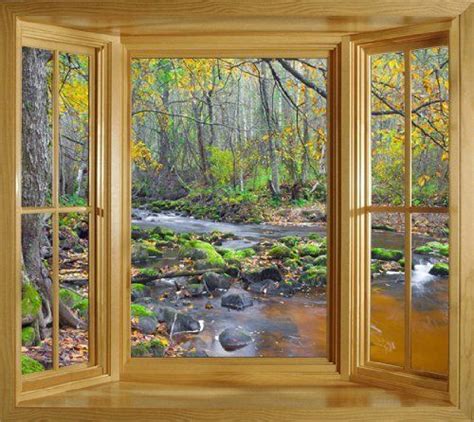 Autumn River Windows Window View Window Mural