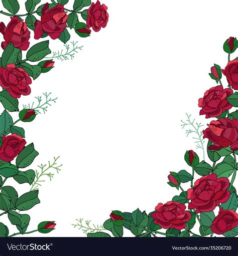 Floral Template Whit Red Roses Excellent Print Vector Image