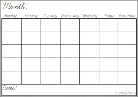 Blank Calendar Large Squares Blank Calendar Blank Calendar Pages