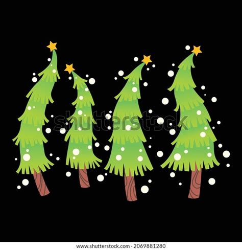 Merry Christmas Pine Trees Collection Set Stock Vector Royalty Free