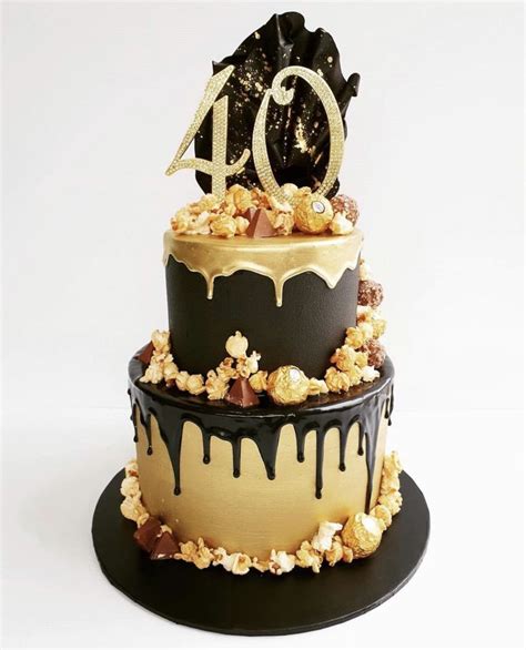 Black And Gold 40th Birthday Drip Cake 40th Birthday Cakes Birthday