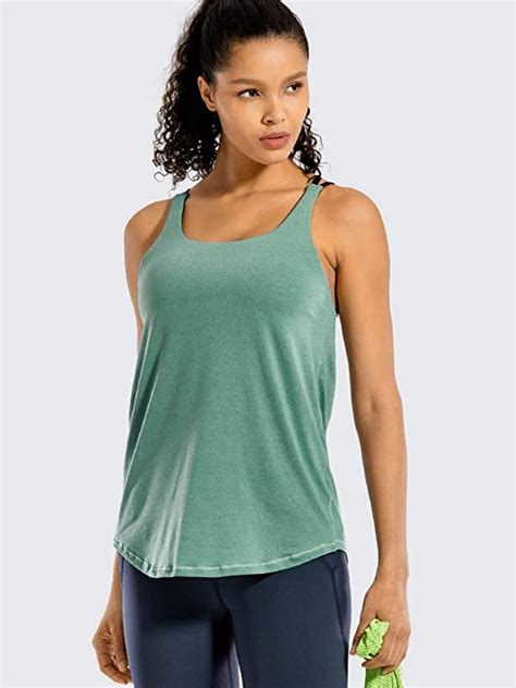 cestyle womens sleeveless scoop neck flowy loose fit workout shirts racerback long tank tops