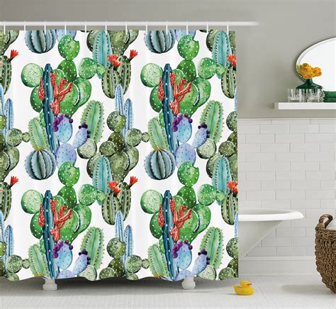 Cactus Shower Curtain Different Cactus Types In Watercolors Style
