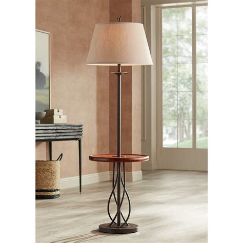 Iron Twist Base Wood Tray Table Floor Lamp N5774 Lamps Plus