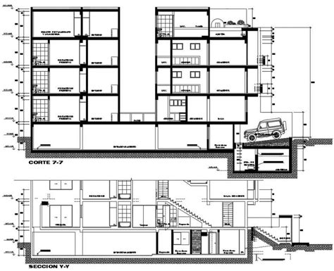 Residence Apartment Section Plan Cad File Cadbull