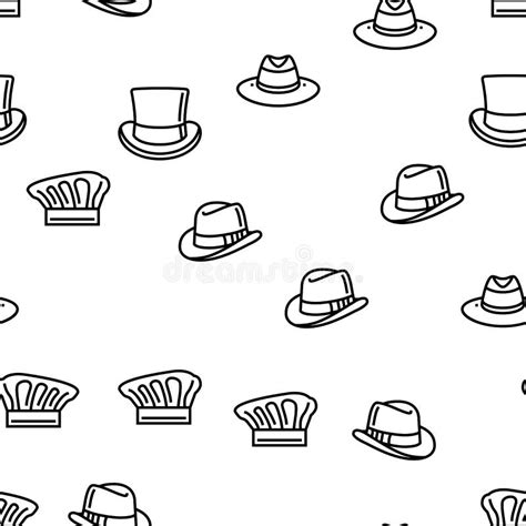 Hat Cap Head Man Safety Fashion Vector Seamless Pattern Stock Vector
