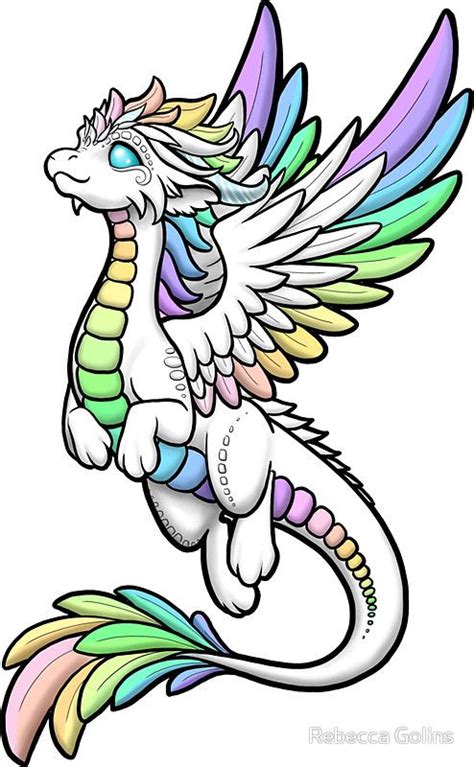 Rainbow Angel Dragon Sticker By Rebecca Golins Easy Dragon Drawings
