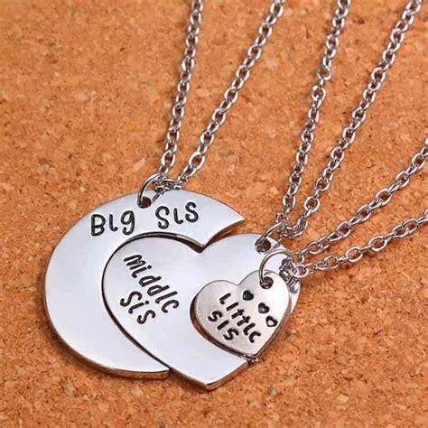 half heart necklace for sister engraved tsly sister necklace set friend necklaces