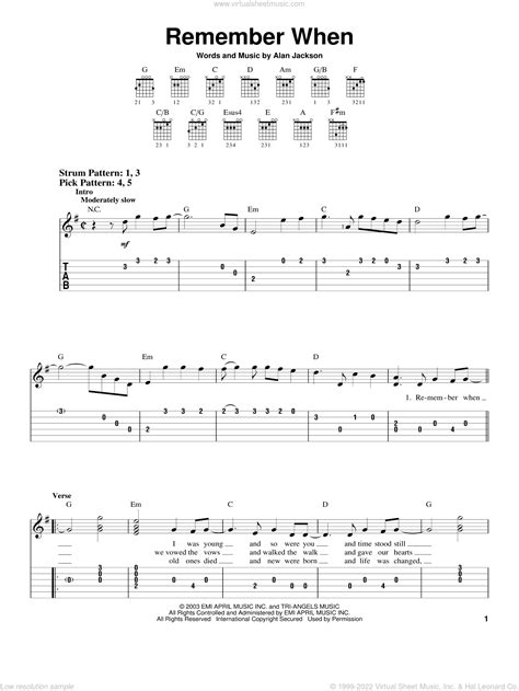 Jackson Remember When Sheet Music For Guitar Solo Easy Tablature