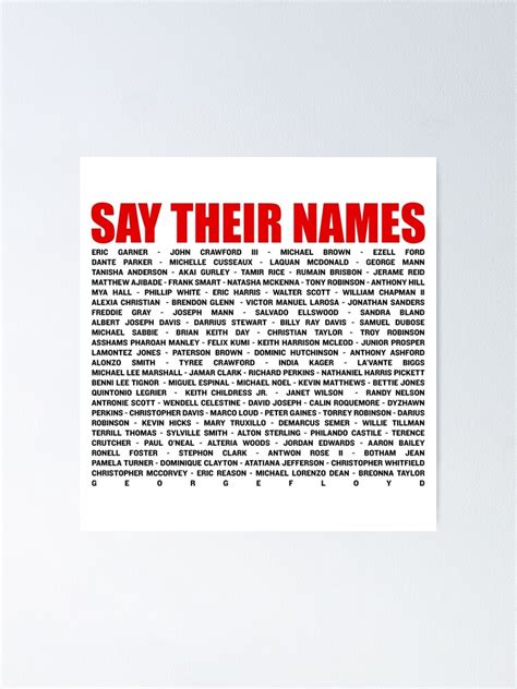 Say Their Names Poster By Sigma D Redbubble