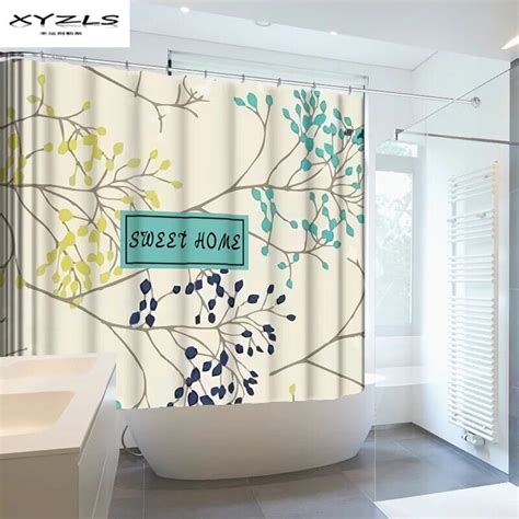 Xyzls Nordic Style Floral Shower Curtain Waterproof Polyester Fabric