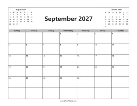 September 2027 Calendar Free Printable
