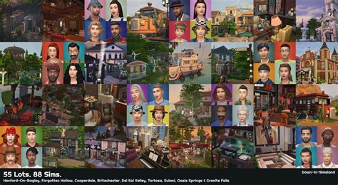 The Sims 4 Cc 55 Lots And 88 Sims By Down In Simsland Simscolony