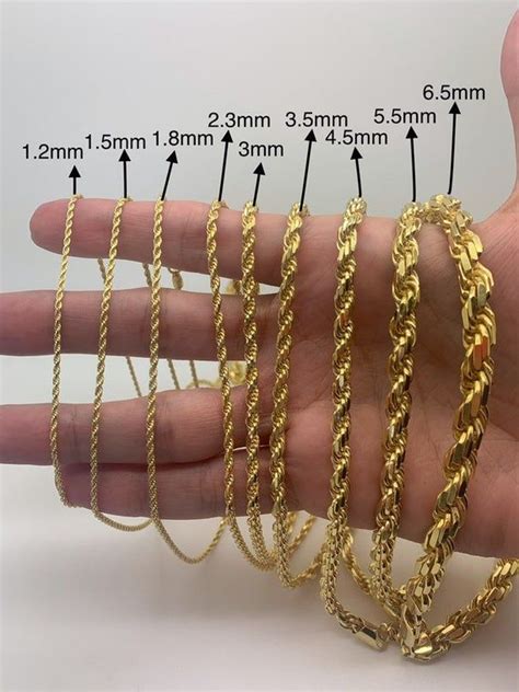 Rope Chain Width Chart