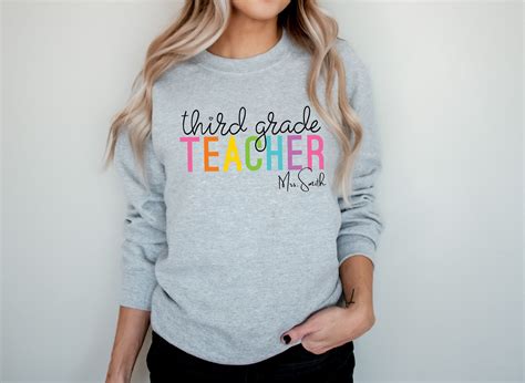 Teacher Sweatshirt Teacher Shirt Personalized Third Grade Etsy