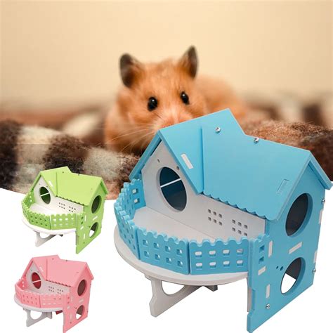 Walbest Wooden Hamster Houseassemble Ecological Wood Small Animal