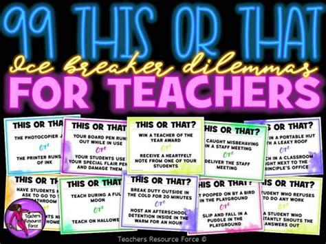 99 This Or That Ice Breaker Dilemmas For Teachers Editable Teaching Resources