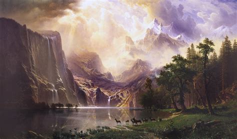 Обои ущелье бирштадт живопись Bierstadt Albert на рабочий стол