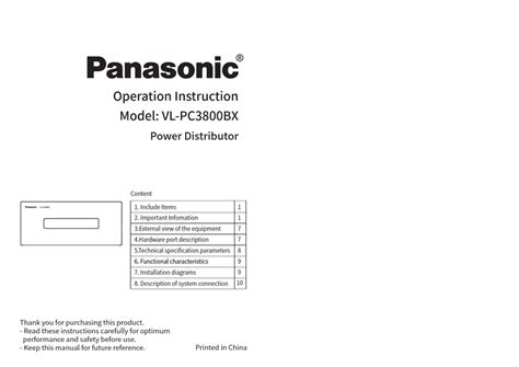Panasonic Vl Pc3800bx Operation Instruction Manual Pdf Download