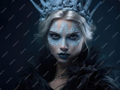 Premium Ai Image A Woman With A Frozen Face And The Word Ice On The Face