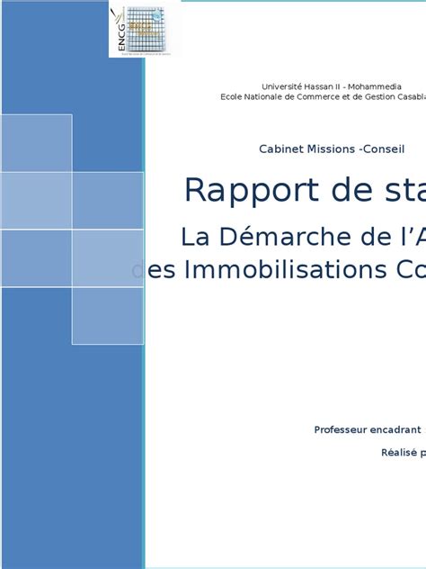 Rapport De Stage Audit Pdf Immobilisations Dépréciation