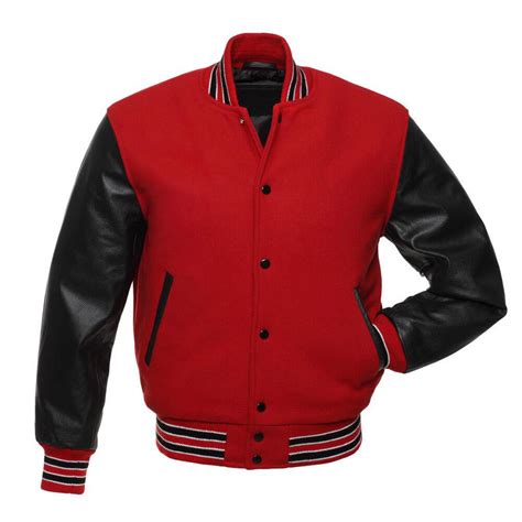 Red And Black Varsity Letterman Baseball Jacket Maker Of Jacket