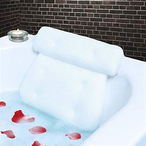 Bath Spa Pillow With Suction Cups Luxury Non Slip Bathtub Support For Head Neck Shoulder And