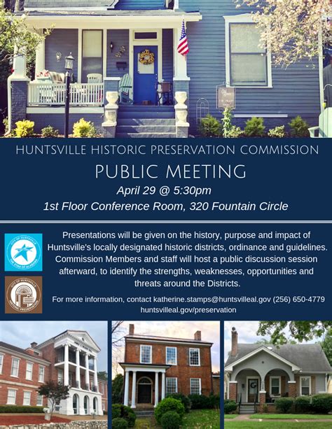 Huntsville Historic Preservation Commission Public Meeting City Of Huntsville