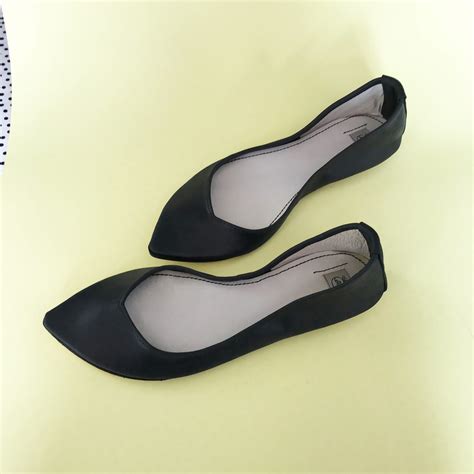 Pointy Flats In Black Soft Leather — Ele Handmade Shoes