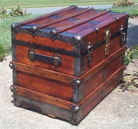 Restored All Wood Flat Top Antique Trunk For Sale 836 Antique Trunk