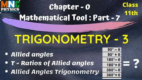 Trigonometry Ratios Of Allied Angles Mathematical Tool