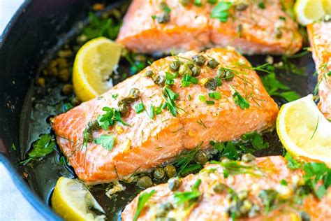 I love to make these when i don't want to cook — takes minutes to put together, and there are no dishes to clean up! Garlic Caper Butter Baked Salmon