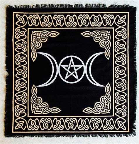 Triple Moon Pentacle Black Altar Cloth Sacred Mists Shoppe
