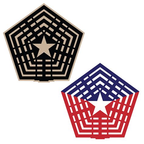 Pentagon Vector Illustration In Black And Tan And Red White And Blue