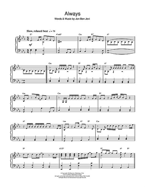 Always Partition Par Bon Jovi Piano 108941