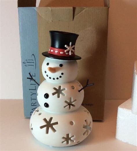 Partylite Mr Snow Snowman Tealight Candle Holder 8 Snowflake Frosty